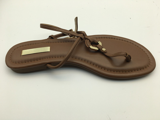 Zapatos planos de cuero auténticos cómodos de señoras de Brown de la correa suave de los deslizadores