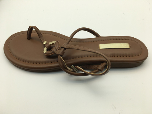 Zapatos planos de cuero auténticos cómodos de señoras de Brown de la correa suave de los deslizadores