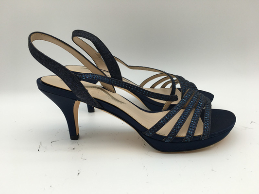 Tacón bajo de cuero suave Toe Sandals abierto de la marina de guerra los 3cm de las sandalias de las señoras casuales