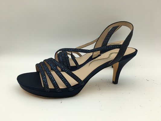Tacón bajo de cuero suave Toe Sandals abierto de la marina de guerra los 3cm de las sandalias de las señoras casuales