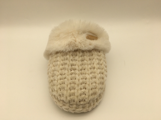 Deslizadores planos suaves de los deslizadores calientes para mujer anaranjados del invierno con superior trenzado/el forro polar