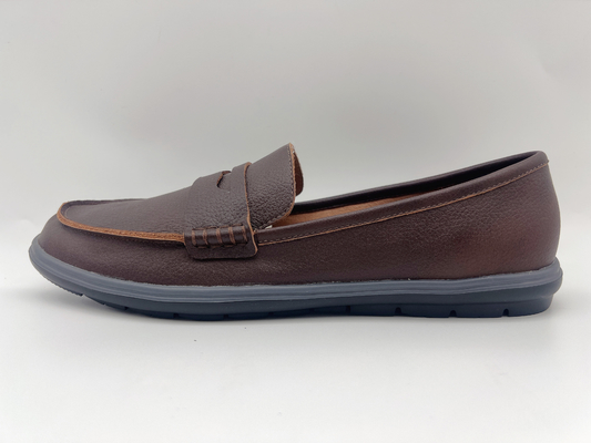 Zapatos de trabajo resistentes del resbalón cómodo suavemente dos holgazanes de Tone Leather Ladies Flat Leather