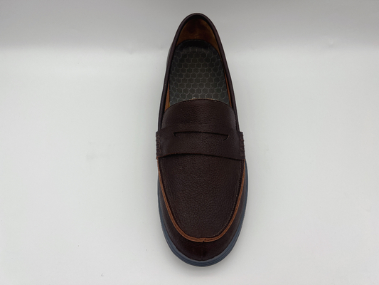 Zapatos de trabajo resistentes del resbalón cómodo suavemente dos holgazanes de Tone Leather Ladies Flat Leather