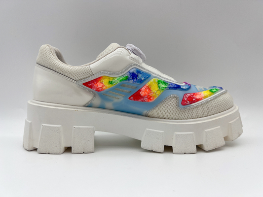 Los zapatos blancos de moda del ocio no deslizan los calzados informales de la plataforma de las mujeres con almacenamiento del cordón