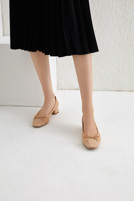Tan Womens Leisure Shoes Soft cubre los zapatos del talón con cuero de los 2cm con la parte superior del arco