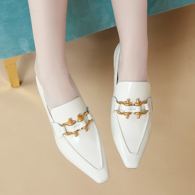 Zapatos cómodos para mujer negros/blancos del holgazán, SGS suave de los zapatos de cuero de la vaca