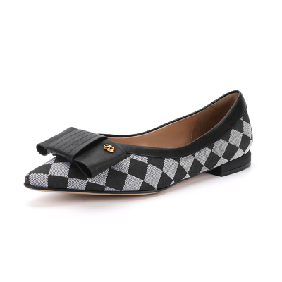 Zapatos planos de cuero suave y ligero para mujer, patrón a cuadros para oficina