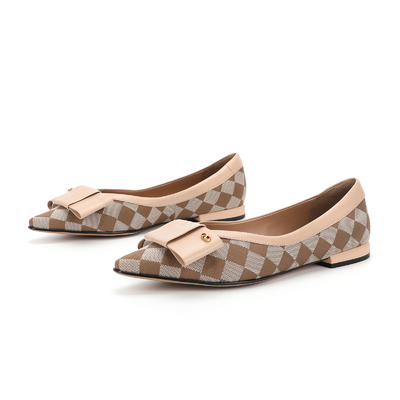 Zapatos planos de cuero suave y ligero para mujer, patrón a cuadros para oficina
