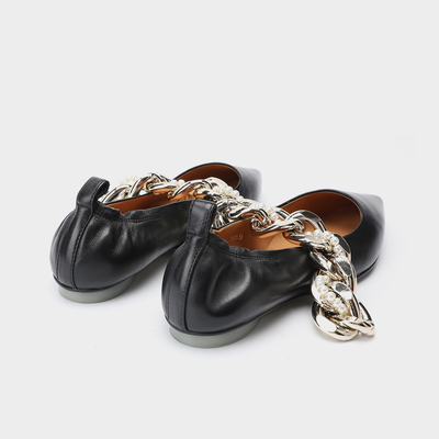 Zapato de dama de oficina con ajuste de cadena de proceso personalizado Punta estrecha