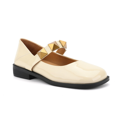 No resbale los zapatos de cuero planos de las mujeres, zapatos hermosos de Mary Jane de las mujeres de las señoras