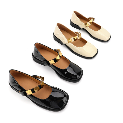 No resbale los zapatos de cuero planos de las mujeres, zapatos hermosos de Mary Jane de las mujeres de las señoras