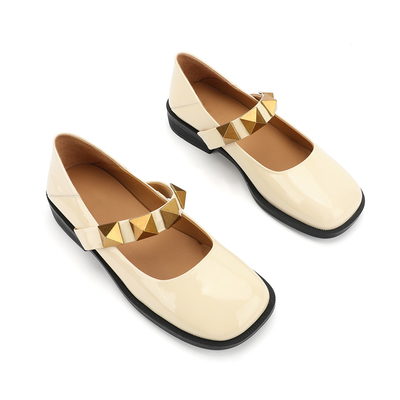 No resbale los zapatos de cuero planos de las mujeres, zapatos hermosos de Mary Jane de las mujeres de las señoras