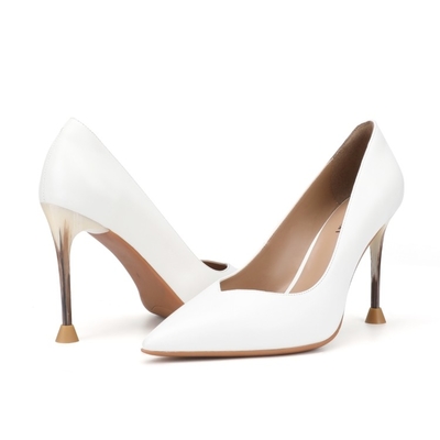 Zapatos de vestir blancos para mujer del charol tacones altos cómodos de 3,9 pulgadas
