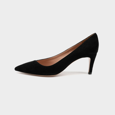 Los talones finos señalaron a Toe Leather Shoes, resbalón para mujer del negro de 3 pulgadas en los zapatos de vestir