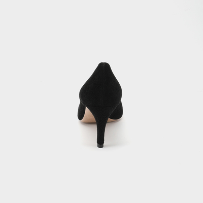 Los talones finos señalaron a Toe Leather Shoes, resbalón para mujer del negro de 3 pulgadas en los zapatos de vestir