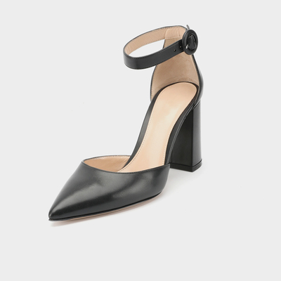 Talón cuadrado Tan Ankle Strap Shoes, zapatos de vestir de las señoras de la correa del tobillo de los 8cm
