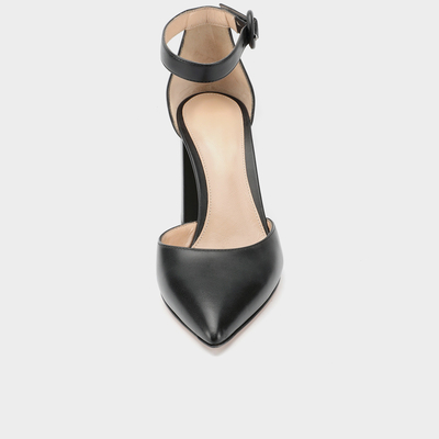Talón cuadrado Tan Ankle Strap Shoes, zapatos de vestir de las señoras de la correa del tobillo de los 8cm