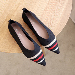 3d hizo punto el estilo moderno plano para mujer de los zapatos de cuero del empeine de moda