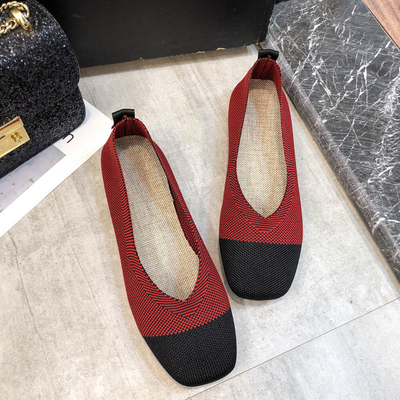 El punto ligero al por mayor tejido calza 2021 zapatos planos respirables para los nuevos estilos de las mujeres