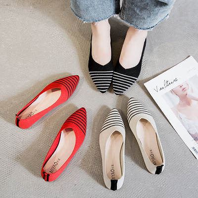 Hecho punto acentuado de fondo plano el diario zapatos de señora Shoes Women Flats de los holgazanes de todas las mujeres del partido