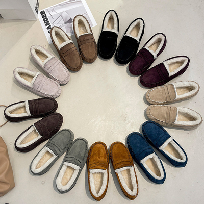 Zapatos calientes del paso de Toe Velvet Cotton Plush One de la ronda del tacón bajo para el viajero