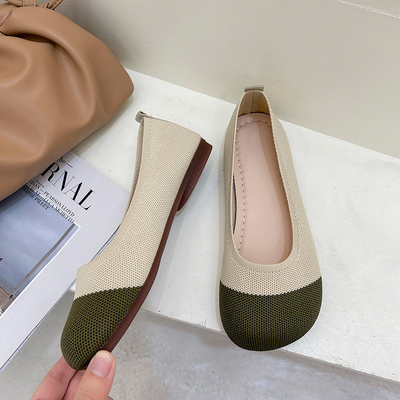 La boca baja hecha punto Soled suave calza estilo de hadas de la primavera del pedal plano femenino del verano