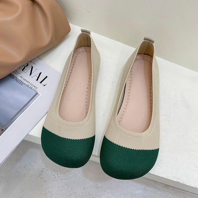 La boca baja hecha punto Soled suave calza estilo de hadas de la primavera del pedal plano femenino del verano