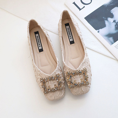 Zapatos suaves primavera y Autumn Flat Bottomed de la hebilla del cuadrado de Soled del estilo de hadas