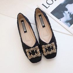 Zapatos suaves primavera y Autumn Flat Bottomed de la hebilla del cuadrado de Soled del estilo de hadas