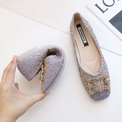 Zapatos suaves primavera y Autumn Flat Bottomed de la hebilla del cuadrado de Soled del estilo de hadas