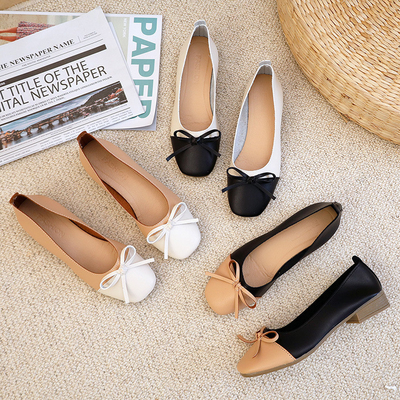 Los zapatos planos de Colorblock de la bomba desnuda de la comodidad de las mujeres, forman los planos de cuero del arco