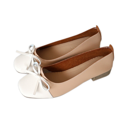Los zapatos planos de Colorblock de la bomba desnuda de la comodidad de las mujeres, forman los planos de cuero del arco
