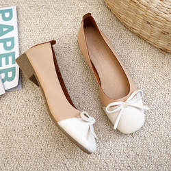 Los zapatos planos de Colorblock de la bomba desnuda de la comodidad de las mujeres, forman los planos de cuero del arco