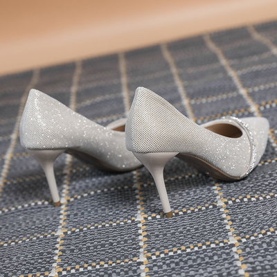 Negocio de lujo brillante Lager Size Ladies Summer Wedding del diamante artificial de los zapatos de los tacones altos