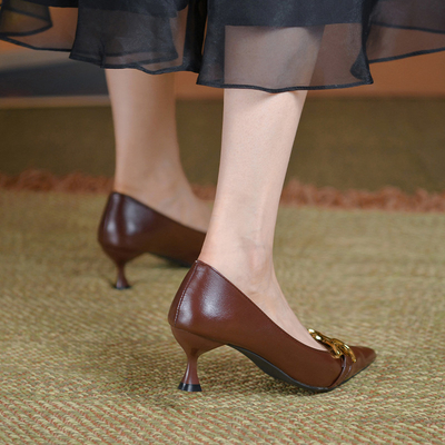 Boca baja acentuada de Toe Non Slip High Heels de la moda casual de las señoras de la oficina de negocios
