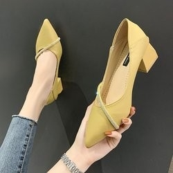 La primavera elegante de la oficina señaló Single Ladies que el cuero casual calza el talón cuadrado de los 4cm