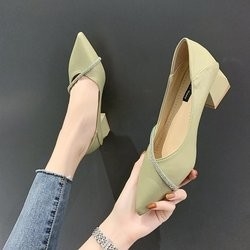 La primavera elegante de la oficina señaló Single Ladies que el cuero casual calza el talón cuadrado de los 4cm