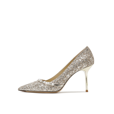 Bombas de la boda de las señoras de la primavera, perla brillante de oro Crystal Shoes de la zalea