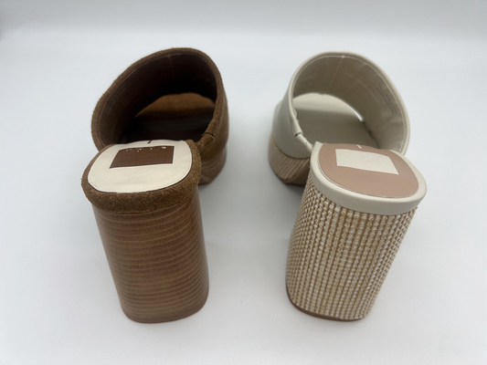 ODM de cuero para mujer cómodo Brown Toe Heel Sandals abierto de los zapatos de vestir