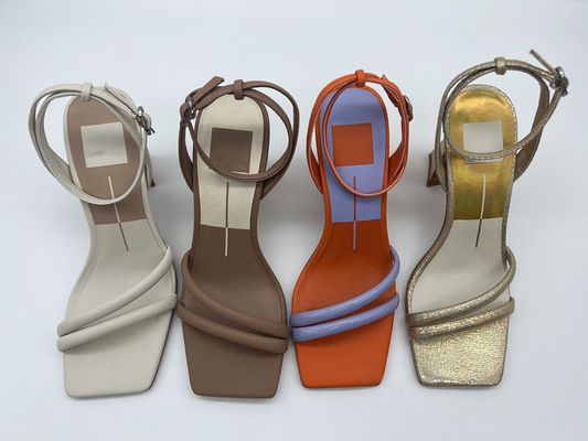 Zapatos púrpuras TPR de las señoras de la correa del tobillo de Brown 3 pulgadas - sandalias del tacón alto