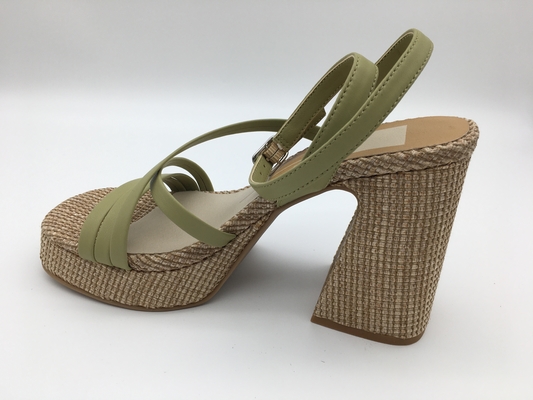 Brown/zapatos de vestir de cuero para mujer verdes cómodos con la correa del tobillo