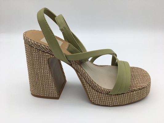 Brown/zapatos de vestir de cuero para mujer verdes cómodos con la correa del tobillo