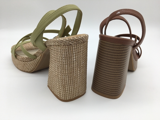 Brown/zapatos de vestir de cuero para mujer verdes cómodos con la correa del tobillo