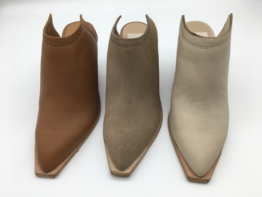Beige de cuero para mujer de los zapatos de vestir de la plataforma casual dedo del pie cerrado del talón de 3 pulgadas