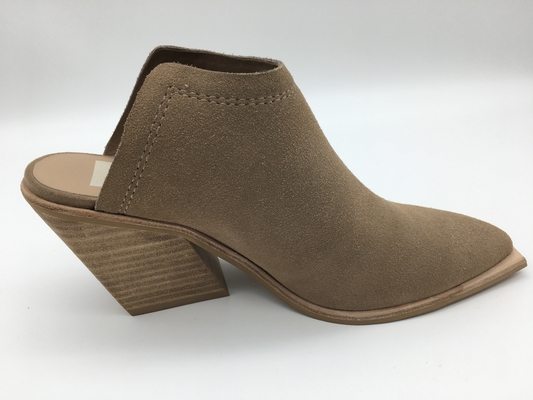 Beige de cuero para mujer de los zapatos de vestir de la plataforma casual dedo del pie cerrado del talón de 3 pulgadas