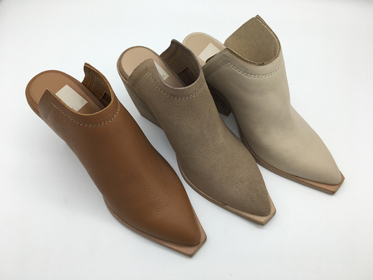 Beige de cuero para mujer de los zapatos de vestir de la plataforma casual dedo del pie cerrado del talón de 3 pulgadas