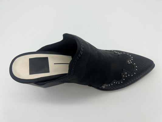 Zapatos de ante suaves de la vaca del negro cerrado brillante de Toe Platform Womens Dress Shoes