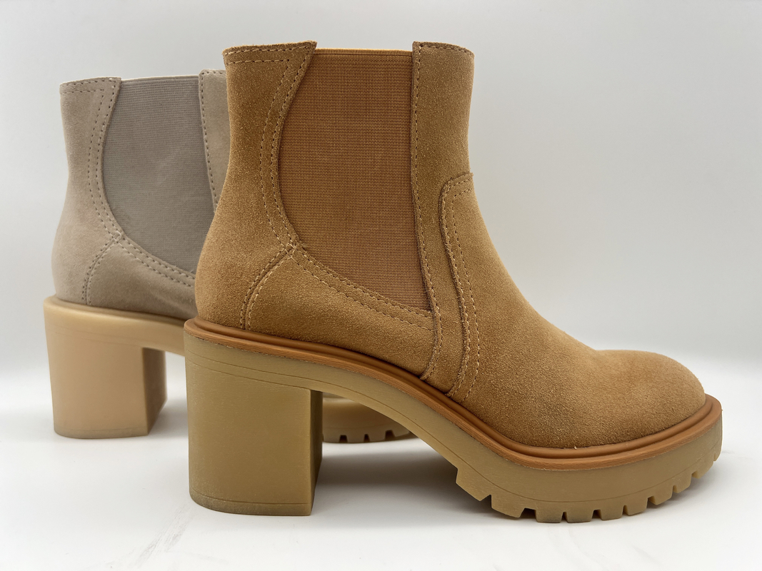 Una pieza principal redonda del outsole de TPR, botas para mujer del vestido del ante suave de la vaca, ningún diseño elástico de la cremallera
