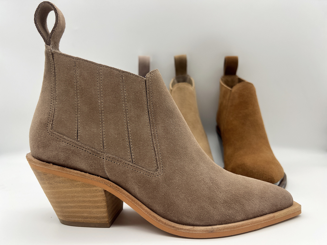botas para mujer del tobillo del vestido del ante suave marrón de la vaca, talón del ABS con el outsole antideslizante de TPR