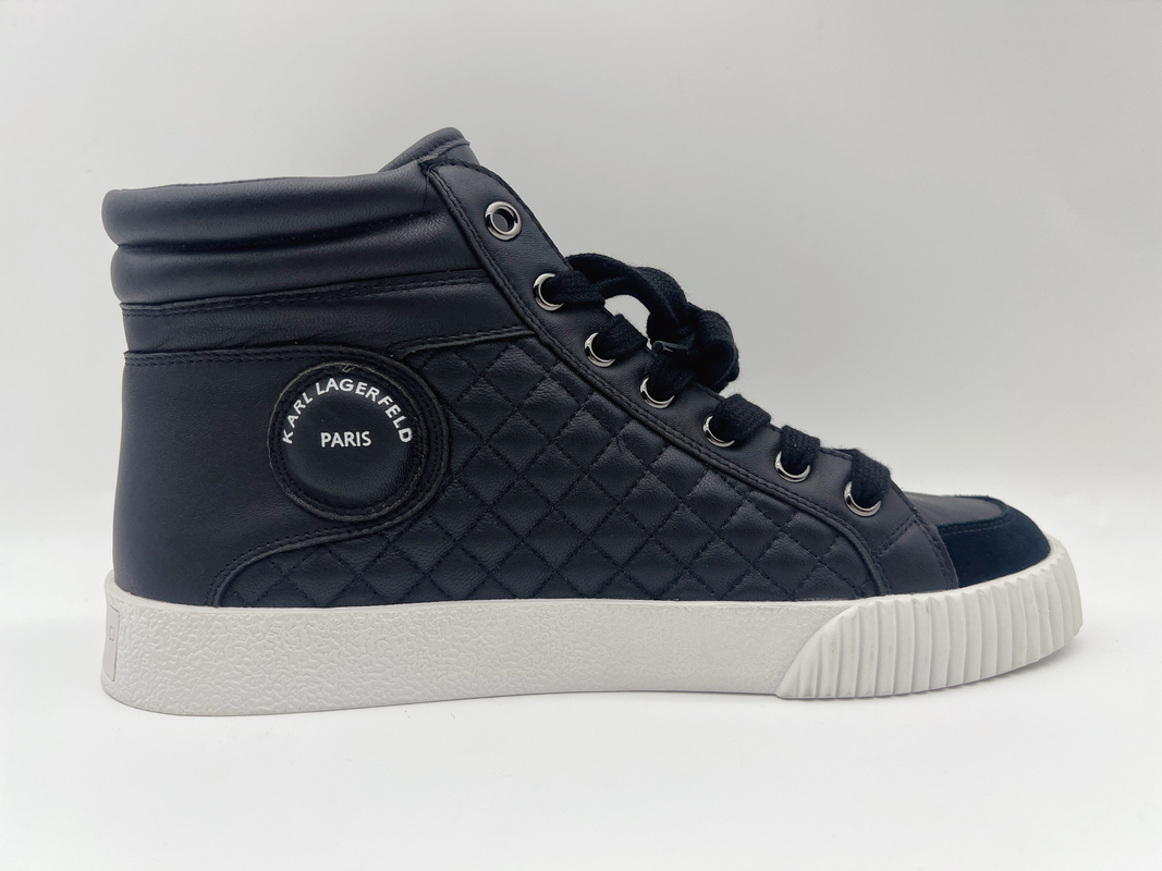 Señoras superiores de cuero auténticas de los zapatos de los deportes atléticos altas negras con la cremallera metálica de Ykk